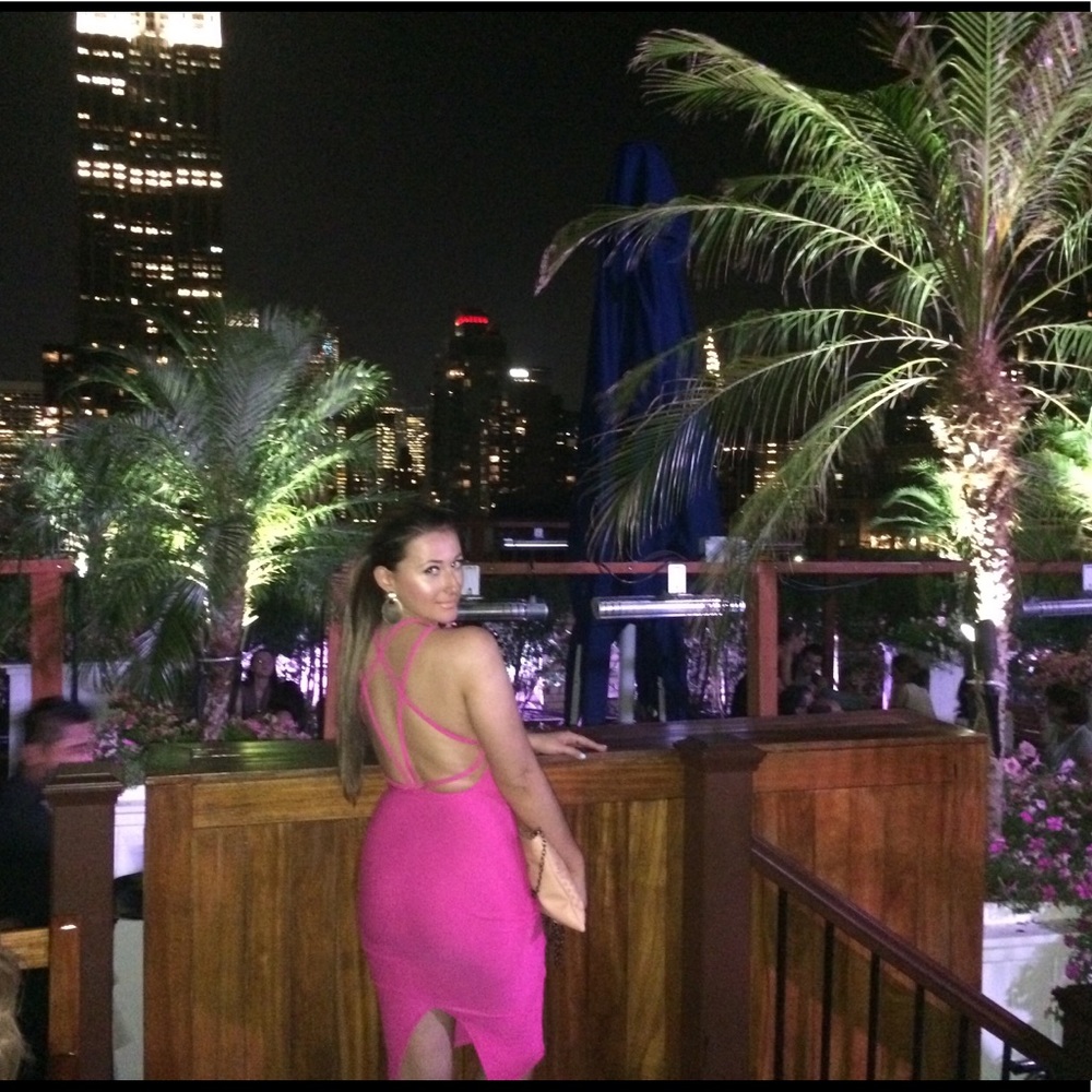 Hot Pink Back Open Midi